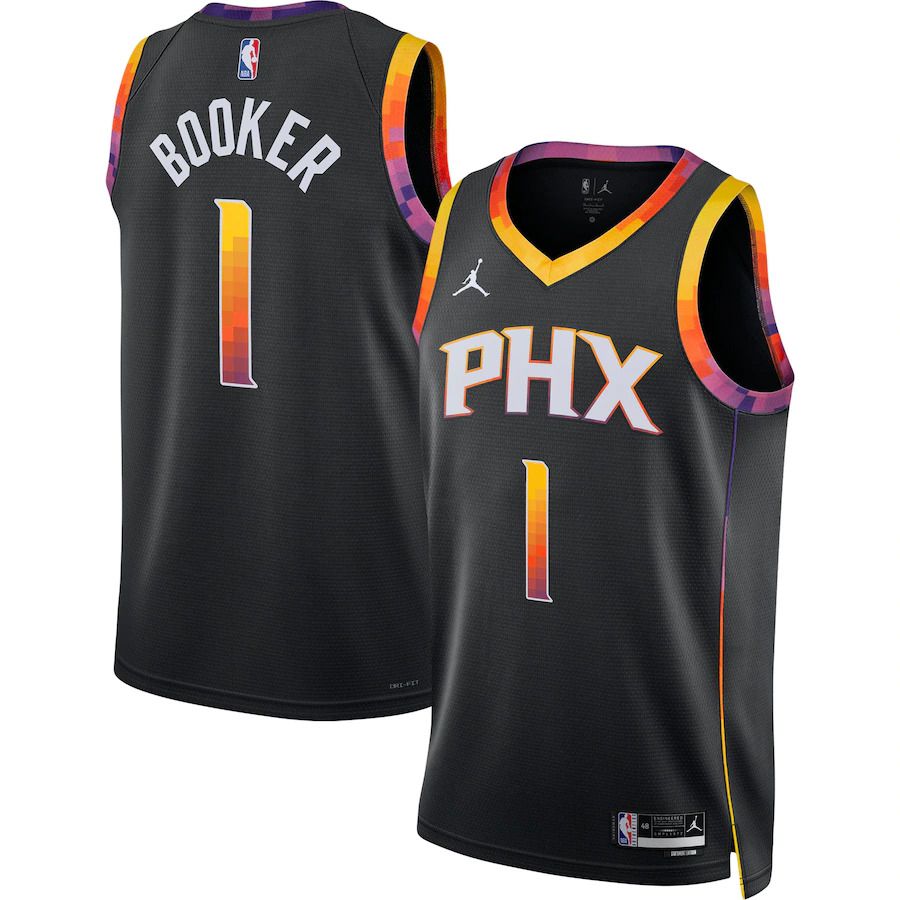 Men Phoenix Suns #1 Devin Booker Jordan Brand Black 2022-23 Statement Edition Swingman NBA Jersey->customized nba jersey->Custom Jersey